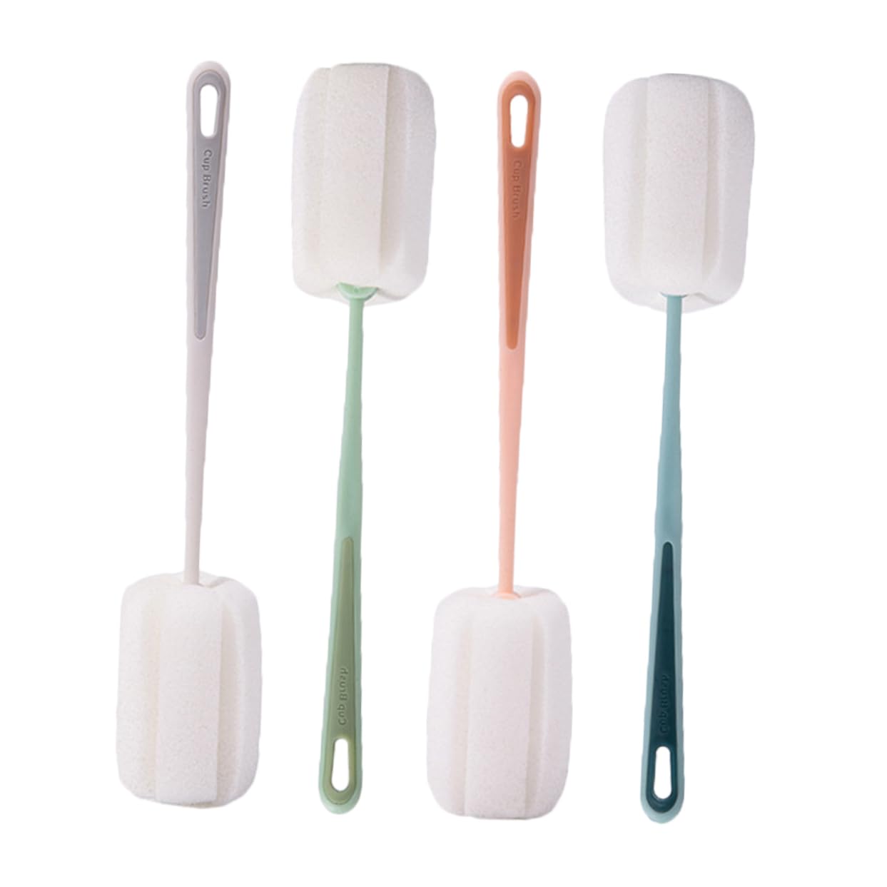 PRETYZOOM 20 Pz Pennello Con Tazza in Spugna a Manico Lungo Detergente Per Bottiglie D'acqua Strumento Di Pulizia Scovolino Da Cucina Pp Multifunzione Spazzola Per Bottiglie