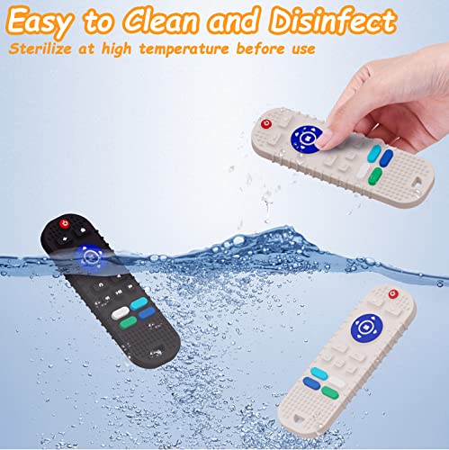Mgtfbg 2 Pack Soft Silicone Teething Toys For Toddlers, Teething Toys For Babies 6-12 Months - Boys Girls Baby Molar Teether Chew Toys Set, Remote Control Shape Teething Toys Gift（Black+Grey） #TOP4