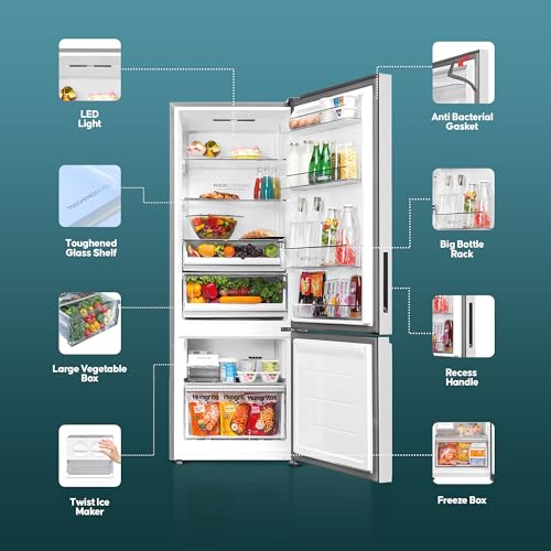 Image of Haier 325L 3 Star Frost Free Bottom Mount Refrigerator|Premium Mirror Glass|Convertible 14-in-1|Jhukna Mat-Bottom Freezer|Digital Display|Triple Inverter|Twist Ice Maker (HRB-3753PMG-P, Mirror Glass)