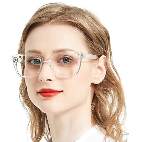 AEZUNI Designer Reading Glasses for Women Oversized Square Eyeglasses Large Ladies Readers with Bling Frames 1.0 1.25 1.5 1.75 2.0 2.25 2.5 2.75 3.0 3.5 4.0 5.0 6.0 (Clear,2.75) Cover
