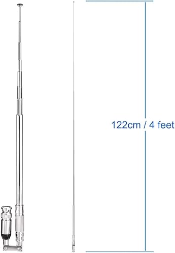 Miniatura 4 de Bingfu Antena de escáner de policía de 20 a 1300 MHz, 8 secciones, telescópica BNC macho jamón, antena de radio de mano, CB de mano, paquete de 2
