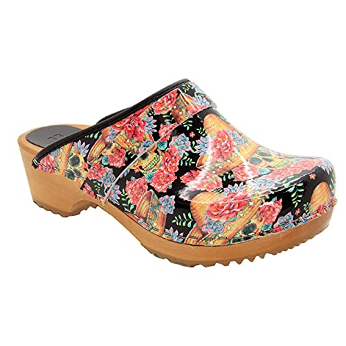Image of Bjork Maja Wood Open Back Leather Clogs