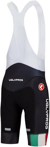 Vista 33 de UGLY FROG Designs - Pantalones cortos de ciclismo con pantalones cortos con peto, pantalones cortos de ciclismo Pro/BIP, acolchado 3D Coolmax