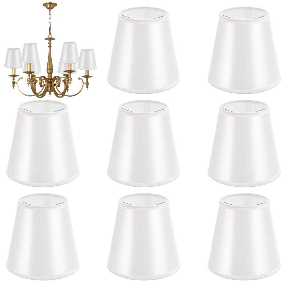 UNICRAFTALE Lot de 8 abat-jours blancs à clipser pour lustres muraux, plafonniers, tables, lampes de sol