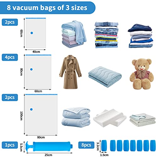 YOCOLE Sacchetti sottovuoto per vestiti, 8 pezzi
