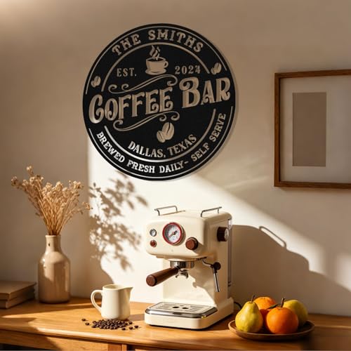 Image of Personalized Coffee Bar Metal Sign, Custom Coffee Signs, Custom Coffee Name Signs for Cafe Station, Coffee Wall Art Decor for Kitchen, Cafe Shop Decor, Cafe Lover Gift