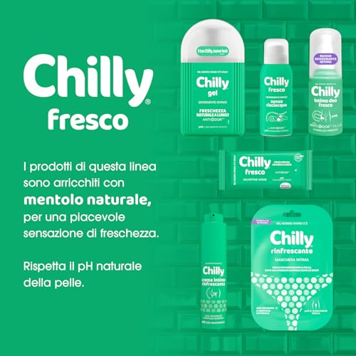 Chilly Senza Risciacquo, Detergente Intimo Senza Risciacquo Fresco, Da usare sulla Carta Igienica, Formula in Mousse a pH5, Arricchito con mentolo naturale, Con Anti-Odor, Clinicamente Testato - 100ml - Immagine 2