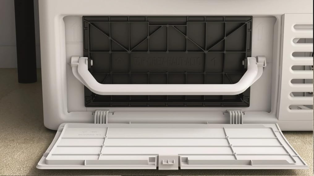Close-up of the lint filter compartment of the Whirlpool FFTDNM229X2BSFR tumble dryer