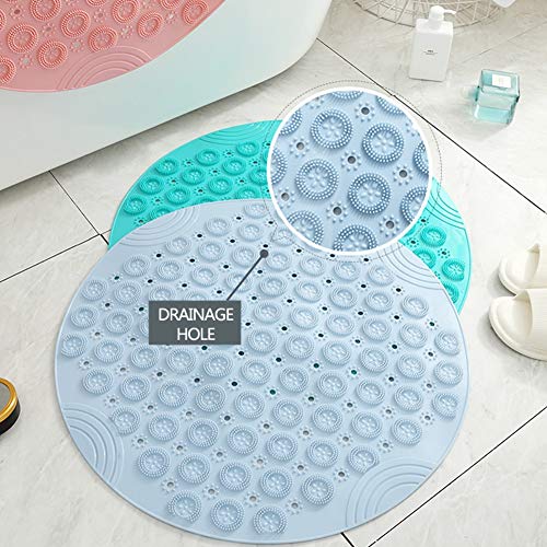 PVC Round Massage Bath Mat Non-Slip Shower Mat Bathroom Mat Machine Washable Bath Mat with Drainage Holes and Suction Cups - Image 3