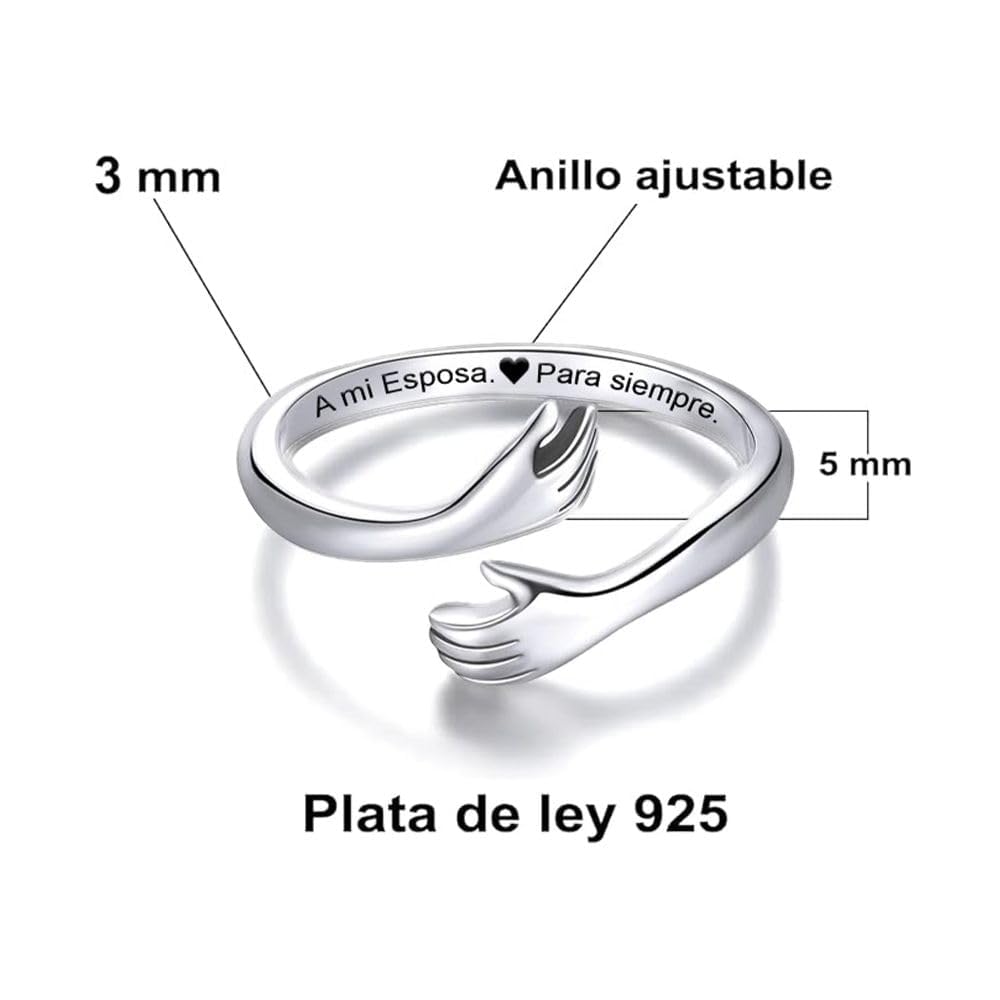 Bramart Anillo de Mujer A Mi Esposa Regalo de Amor para Ella Aniversario Regalos de Boda, Talla Ajustable - Estuche Incluido