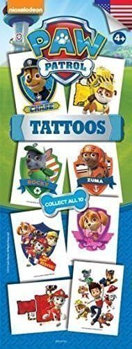 Paw Patrol Temporary Tattoos, 10 tattoo sheets, Chase, Marshall, Rocky, Zuma, Rubble, and Skye