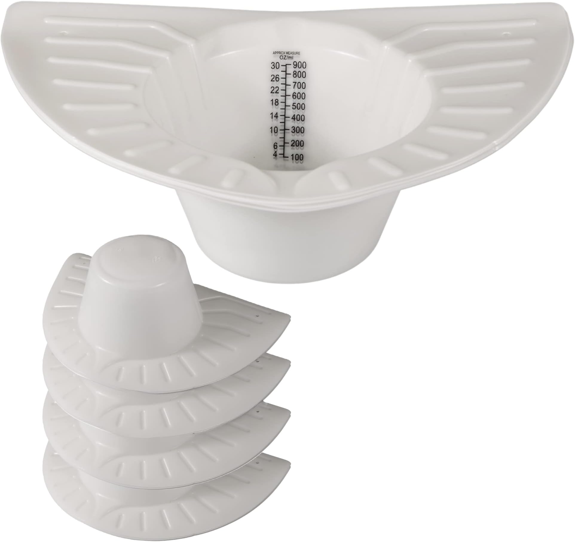 Vakly Specimen Collector Pans 30 oz (Pack of 5) – Graduated Toilet Hat for Urine, Stool & Emesis Collection, Fits Toilets & Commodes for Medical & Home Use