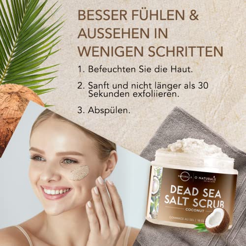 Body Scrub Salt Body Scrub Peeling Face Exfoliating Body Against Cellulite Coconut with Vanilla Moisturising Ingrown Hair Grains Dead Sea Salt Dead Skin removal Women Men 500g