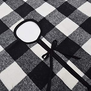 Buffalo Check Plaid Yarn Dyed Weaving Style CenterBlack Ultra Suede Border Christmas Tree SkirtXmas Christmas Holiday Party Decorations 50inch