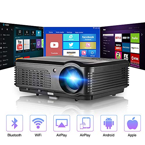 Bluetooth Wireless Projector WiFi 4400 Lumens Support 1080P Smart Android Video Projector Zoom