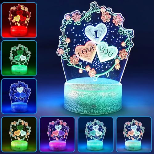 ONXE Luz nocturna con ilusión 3D RGB que cambia de color, control remoto y lámpara de mesa LED táctil inteligente, decoración del hogar, regalos para niños, niñas, mujeres, cumpleaños, Navidad