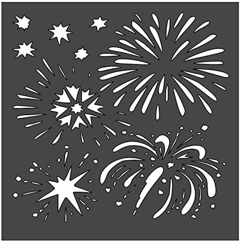 Fireworks Stencil 1-5.5x5.5 inch Custom Cut Reusable Stencil Drawing Template Flexible Clear Plastic Sheets 0.15mm Thick SL-595
