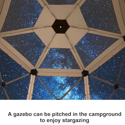 Image of COBIZI 12x12 FT Pop Up Canopy Stargazing Tent, Gazebos On Clearance with Removable Roof,Instant Screened in Gazebo, Screen Tents Portable carpas para Patio for Outdoor Camping,Backyard, Garden,Khaki