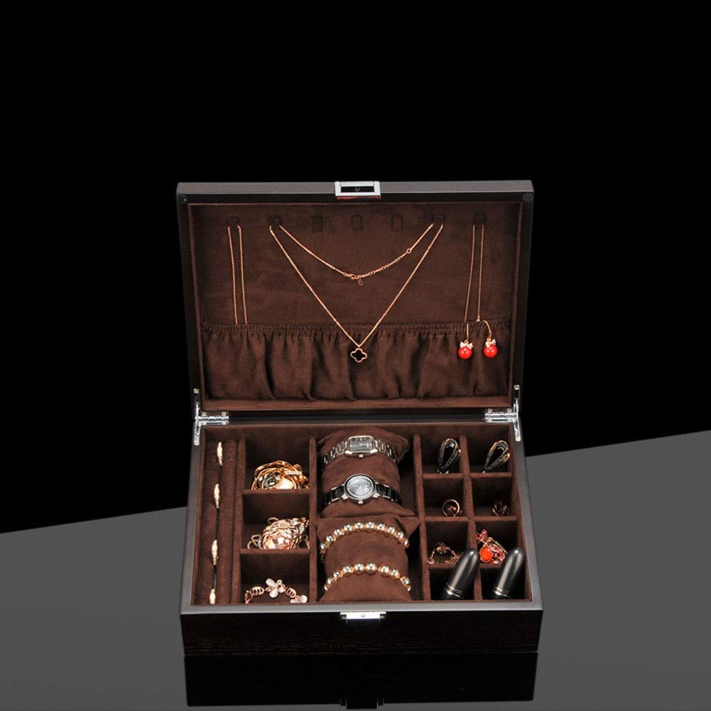 Pudełko na biżuterię Drewniane jednowarstwowe przenośne z zamkiem Pudełko na zegarek Vintage Velvet Wszechstronne etui do przechowywania zegarka pierścionkowego Biżuteria ręczna Pudełko z biżuterią