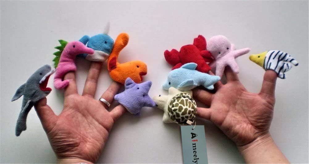 Cute Baby Kids Plush Sea Animals Finger Puppets Soft Ocean Educational Toy 10PCS
