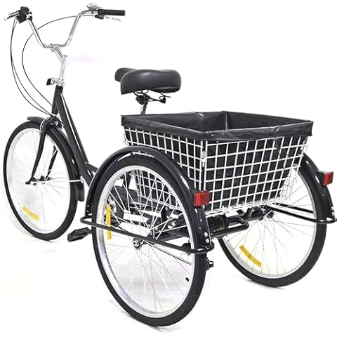 VonVVer 24 Inch Adult Tricycle with Basket Cover