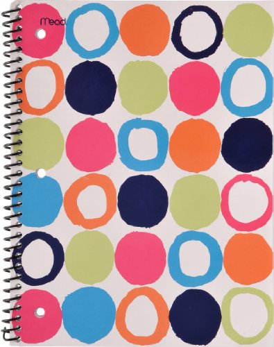 Mead Shape It Up Notebook, 10-1/2 x 7-1/2 Inches, 1-Subject, 70ct, WR, Circles (72094)