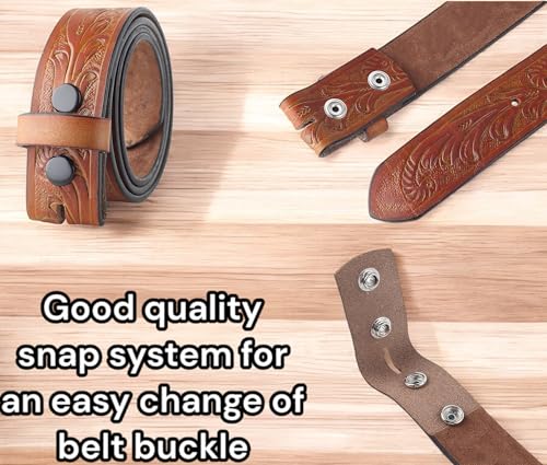 Image of F&L CLASSIC Western Belt without buckle for men - Full Grain Leather Cowboy Belts for jeans - One Piece Leather strap belt