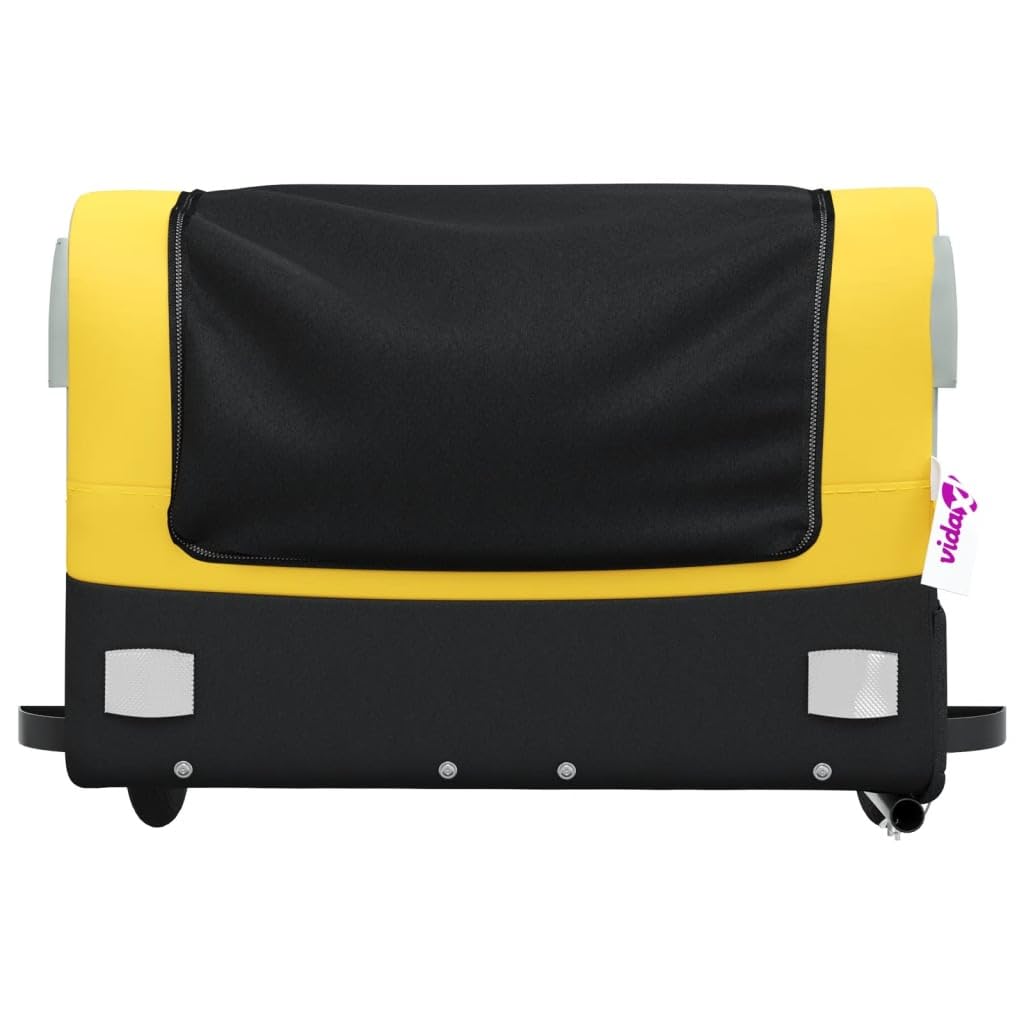 Remolque para bicicleta de hierro negro y amarillo de 45 kg, remolque de carga para bicicletas, remolque grande para carga de bicicletas, carrito de almacenamiento de carga para bicicletas, portaequ