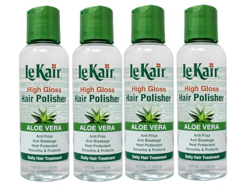LeKair High Gloss Hair Polisher with Aloe Vera, Anti Frizz, Anti Breakage, Heat Protectant, Smooths & Protects Daily Hair Treatment 4 fl. Oz - 4 Pack