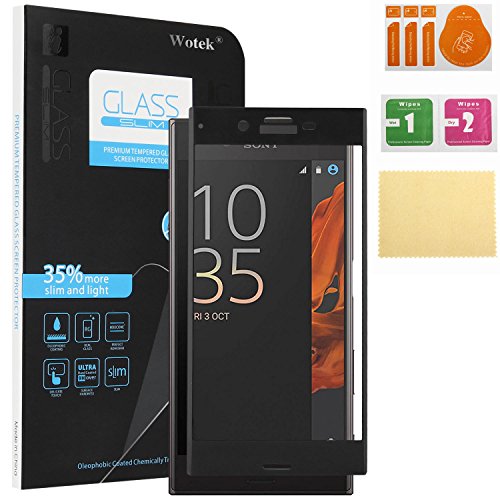 Wotek Sony Xperia XZ Protection écran en Verre Trempé Pleine Couverture 3D Film Protection d'écran 3D Incurvé en Verre Trempé Pleine Couverture Effet 3D pour Sony Xperia XZ(Noir)