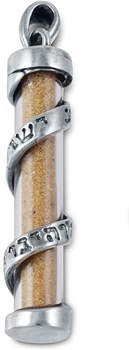 Collar de mezuzá para hombre o mujer en plata de ley 925, Shema Israel, Chamsa, hebreo Chai, Holyland Sand, Menorah