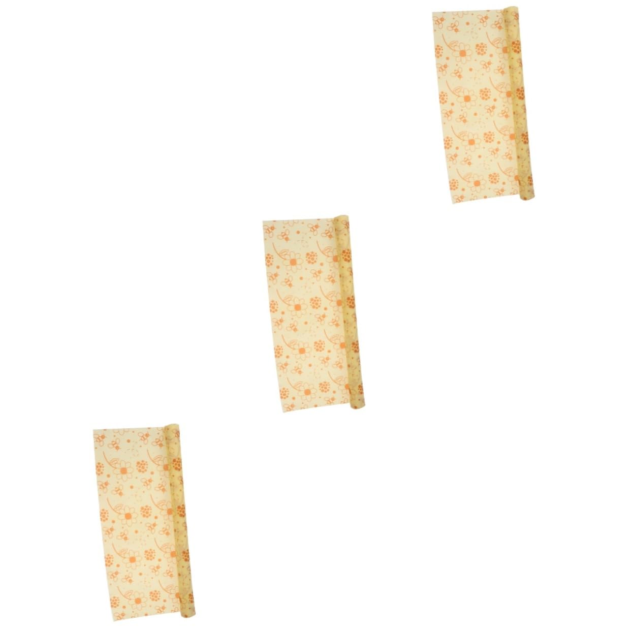 SOLUSTRE 3rollen Bienenwachstuch Für Lebensmittel Wiederverwendbare Verpackung Aus Bio-Baumwolle Frischhaltefolie Für Obst Käse Snacks Und Brot -