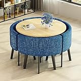 Hochwertige Materialien für Langlebigkeit und Gesundheit: Hergestellt mit einer umweltfreundlichen Triaminplatte der Güteklasse E1 und einer Marmor-Maseroberfläche, sorgt dieses Set für Umweltfreundlichkeit und Gesundheitsbewusstsein. Die gute Dichte und die enge Kompression der Tischplatte führen zu einer glatten, hart strukturierten Oberfläche, die erhebliches Gewicht tragen kann, ohne sich zu verformen. Die 2,5 cm dicke Tischplatte zusammen mit abgerundeten Ecken verbessert sowohl die Ästhetik als auch den Schutz vor Kollisen