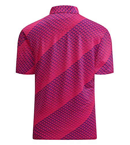 Alex Vando Mens Golf Shirt Moisture Wicking Quick-Dry Print Performance Polo Shirts for Men