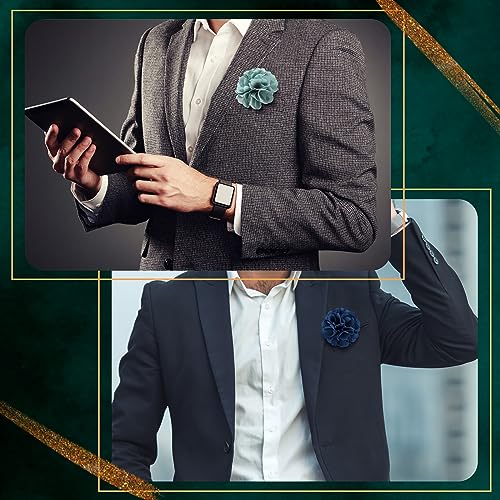 Loetere 16 Pcs Lapel Flowers for Men Suits Flower Lapel Pins for Men Flower Brooch Pins Handmade Satin Boutonniere Pin (Multicolor,Trendy)