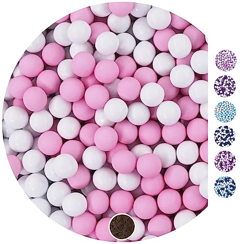 EinsSein 1kg Chocolat Dragees perles mariage Mix petit blanc-rose brillant 1 cm - dragées baptême communion amandes feter et recevoir fêter de fete couleur...