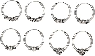 4 Pares De Brincos De Argola Redondos Brincos De Argola De Prata Brincos De Argola Étnica Brincos Masculinos Femininos Brincos De Envoltório De Orelha Pingente De Charme