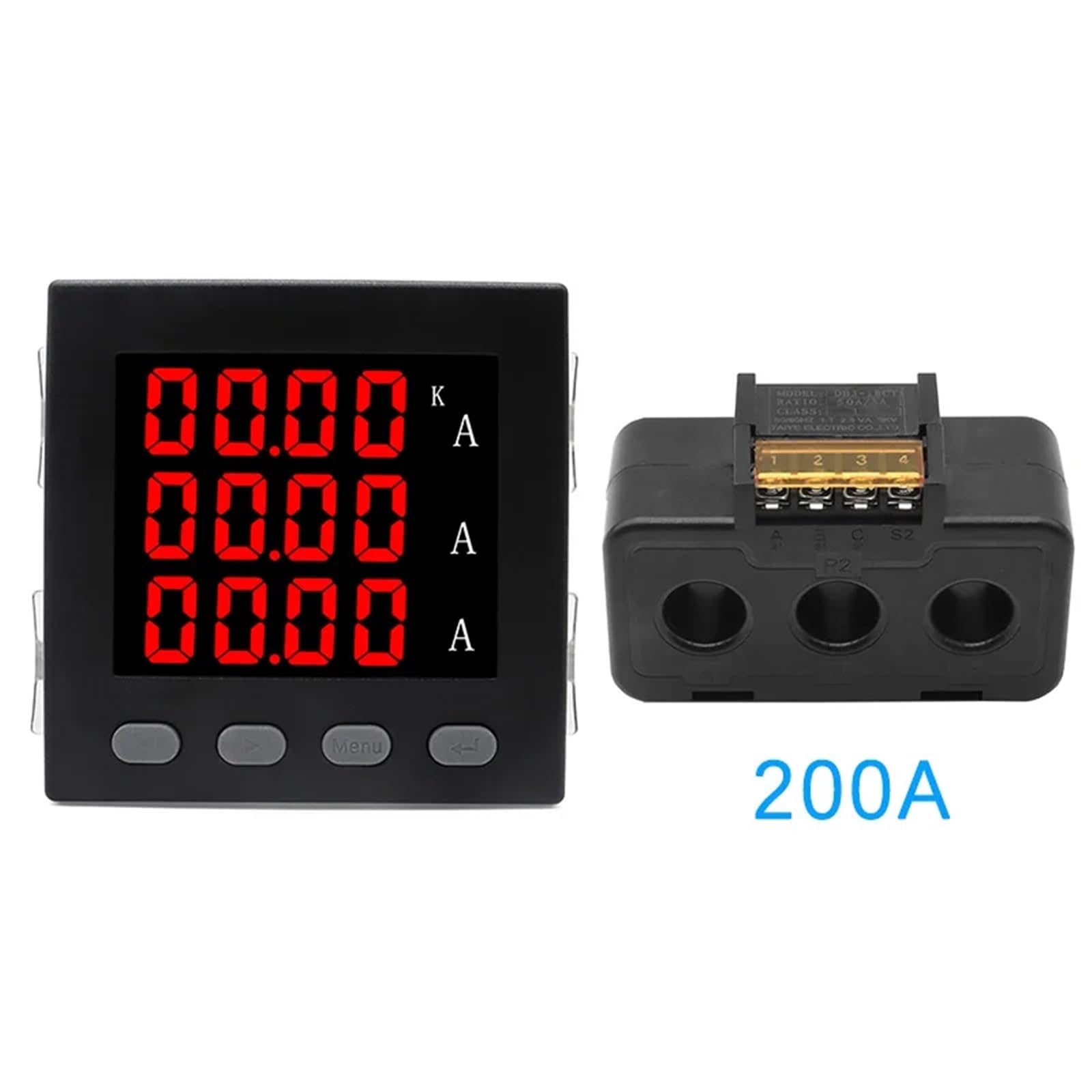 Trójfazowy cyfrowy wyświetlacz LED, 96 x 96 mm, amperomierz z transformatorem prądowym 50a, 100a, 150a, 200a, AC 220 V