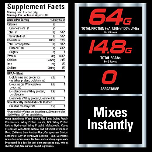 Six Star Elite Series 100% Whey Protein Powder Plus Muscle Builder, 32g Ultra-Pure Whey Protein Powder, Triple Chocolate, 2 Pound