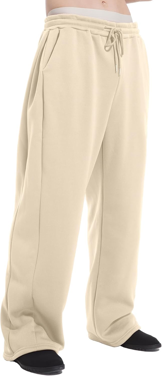 Men's Baggy Sweatpants Wide Leg Lounge Sweat Pants with Pockets