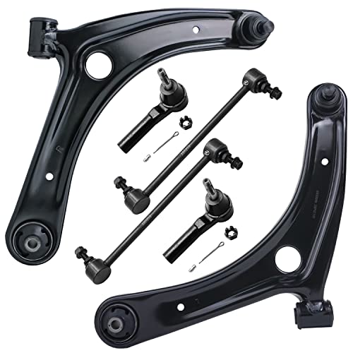 Detroit Axle - 6pc Front End Control Arms Kit for 2007-2012 Dodge Caliber, 2007-2017 Jeep Compass Patriot, 2 Lower Control Arms w/Ball Joint 2 Outer Tie Rods 2 Sway Bars Replacement