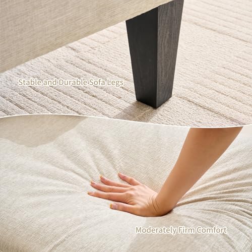 Image of 98 inch Sectional Couches for Living Room, U Shaped Couch with 18 inch Seat Height, 4 Seater Couch Set with Double Chaise for Apartment, Living Room Sofas, Chenille, Beige