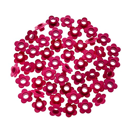 Mimo Ilhós Creating - Flor - Rosa Pink - 4,5 mm - 50 Unids - Ideal Para Projetos de Scrapbook, Tags