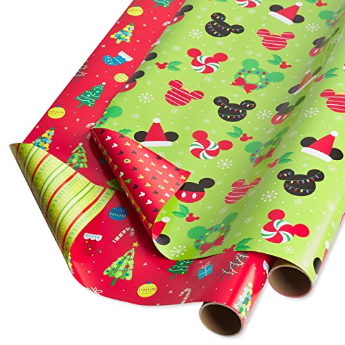 Papyrus Lot de 2 rouleaux de papier cadeau Disney pour enfants, Mickey Mouse et décorations de Noël (60 m²)