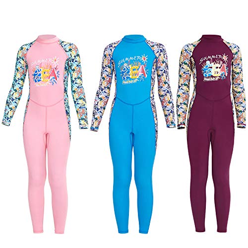 Boys and Girls Full Body Swimsuit One-Piece Long Sleeved Sun Protection Rash Guard Diving Suits Quick-Drying Swimwear UPF 50+2