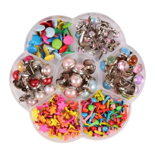 DIYEAH DIY Craft Brad Pins Brad Fastener Craft Mixed Metal Mushroom Nails 6-12mm for Boys and Girls