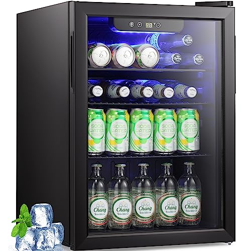 Image of Antarctic Star 95 Can Beverage Refrigerator Cooler - Small Wine or Champagne Cooler， Mini Fridge Soda or Beer, Electronic Temperature Control,Small Drink Dispenser,for Home and Bar,2.5Cu.Ft,Black