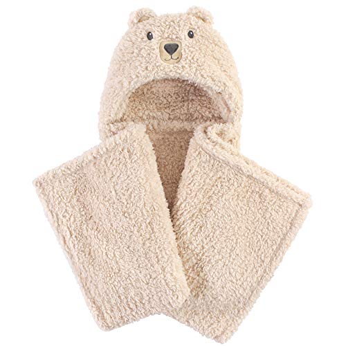 Image of Hudson Baby Unisex Baby and Toddler Hooded Animal Face Plush Blanket, Cozy Bear, One Size