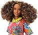Barbie Fashionistas Doll #201, Athletic Body with Curly Brunette Hair, Graffiti-Print Dress & Accessories Including Boots & Chain Necklace