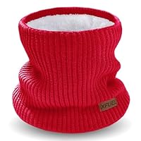 XFUEL Kids Neck Warmer, Knitted Winter Neck Gaiter, Fleece Lined Infinity Scarf for Boys Girls, Ski Mask for Cold Weather